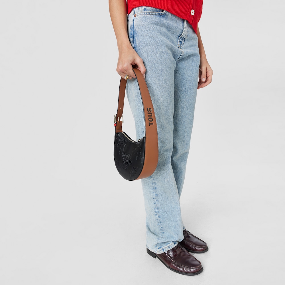 Borsa a tracolla nera e marrone TOUS Nanda