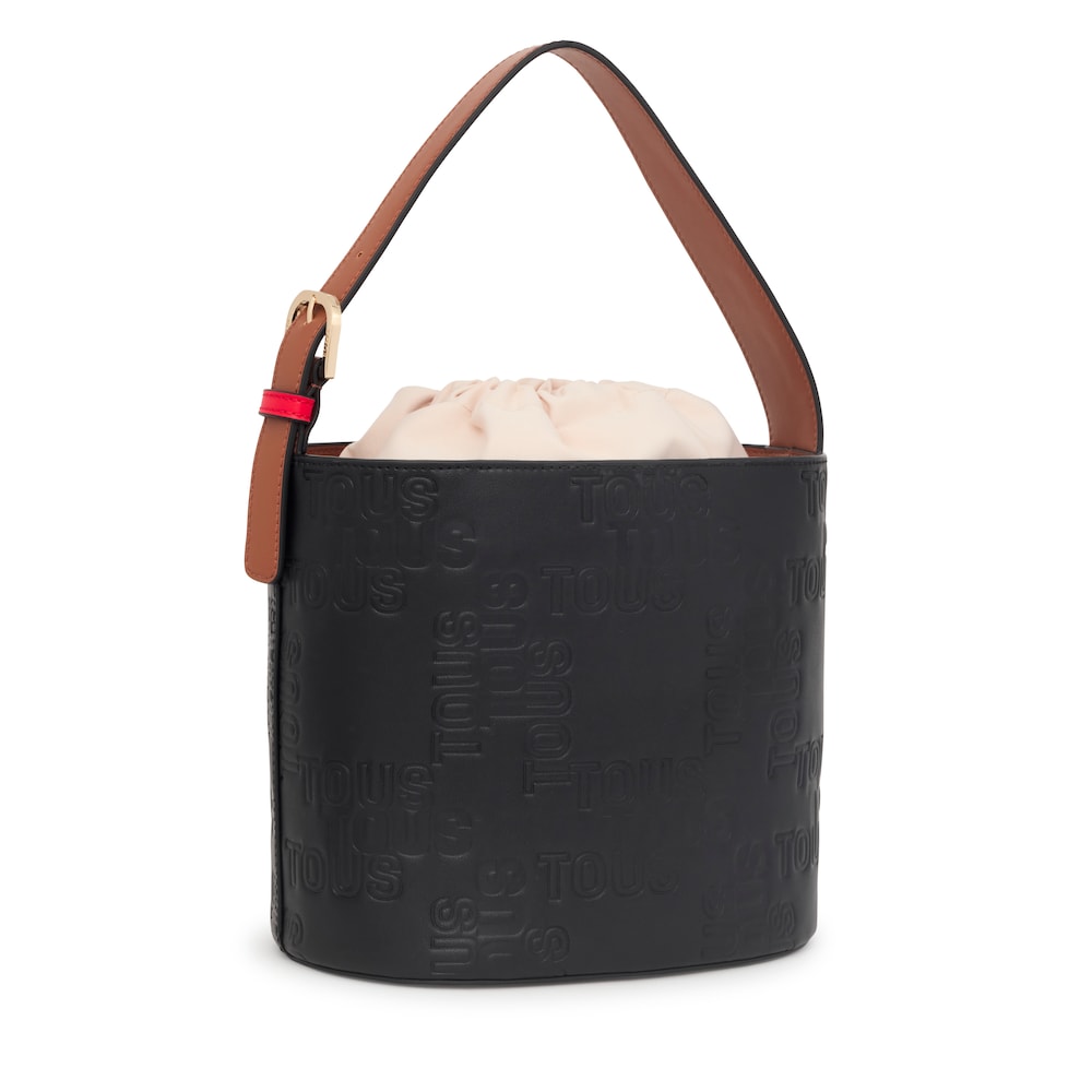 Torebka typu worek w kolorze czarnym i brązowym TOUS Nanda