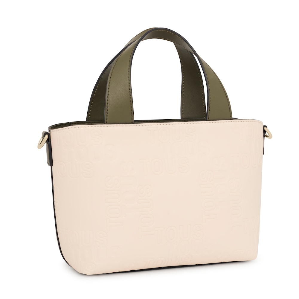 Capazo peque&ntilde;o beige y caqui TOUS Nanda