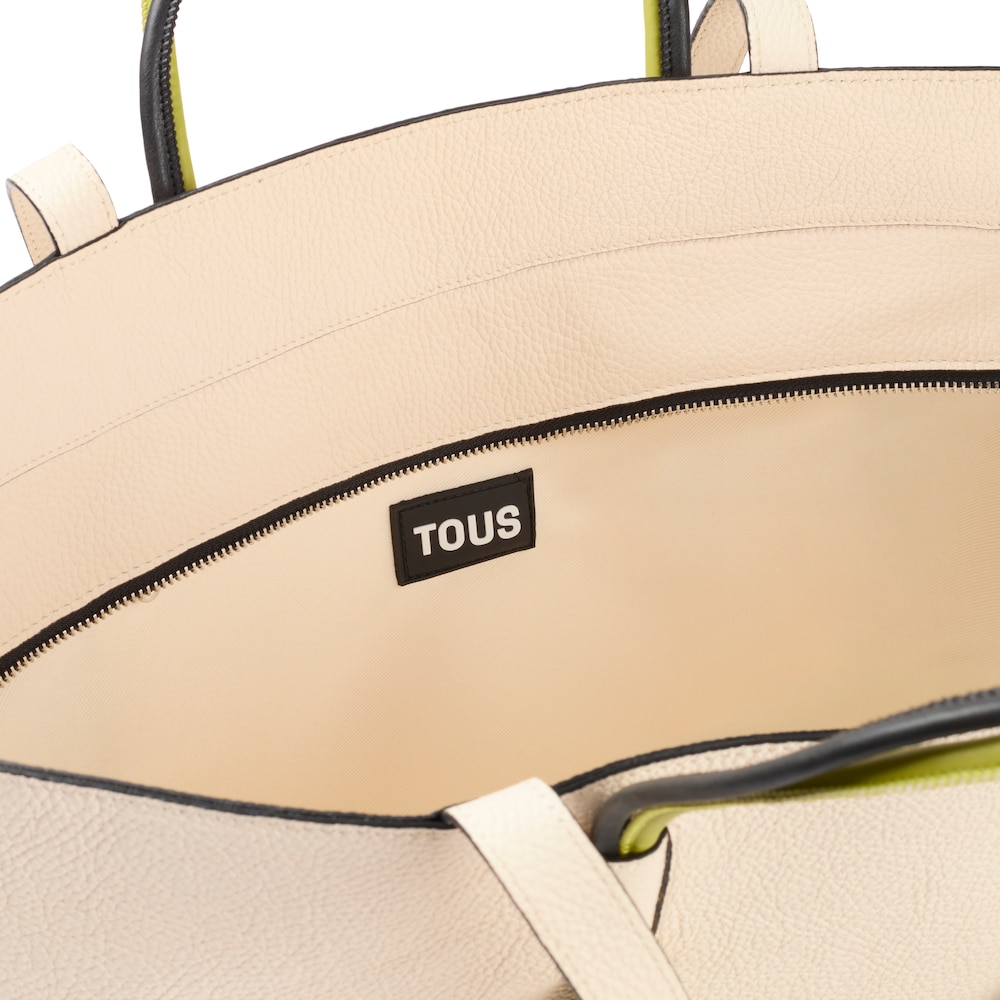 Capazo grande de piel beige TOUS Lynn