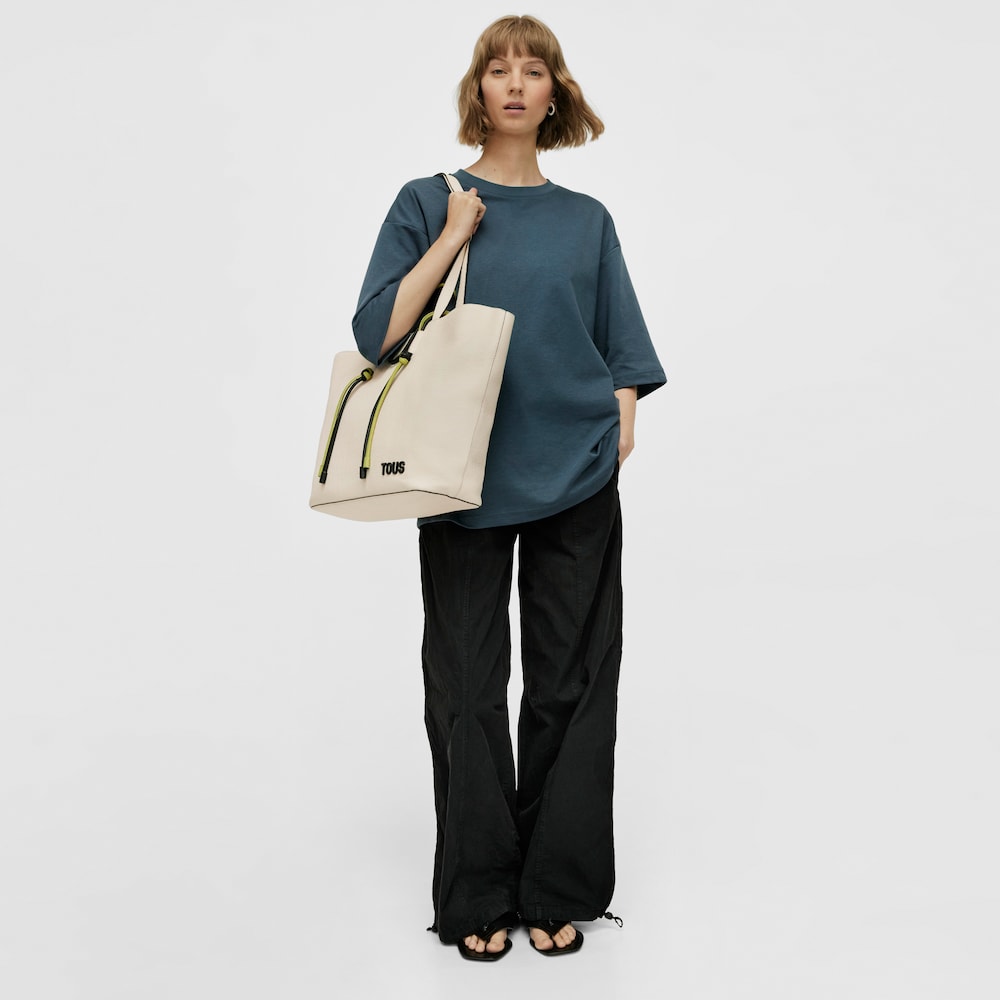 Large beige leather Tote bag TOUS Lynn