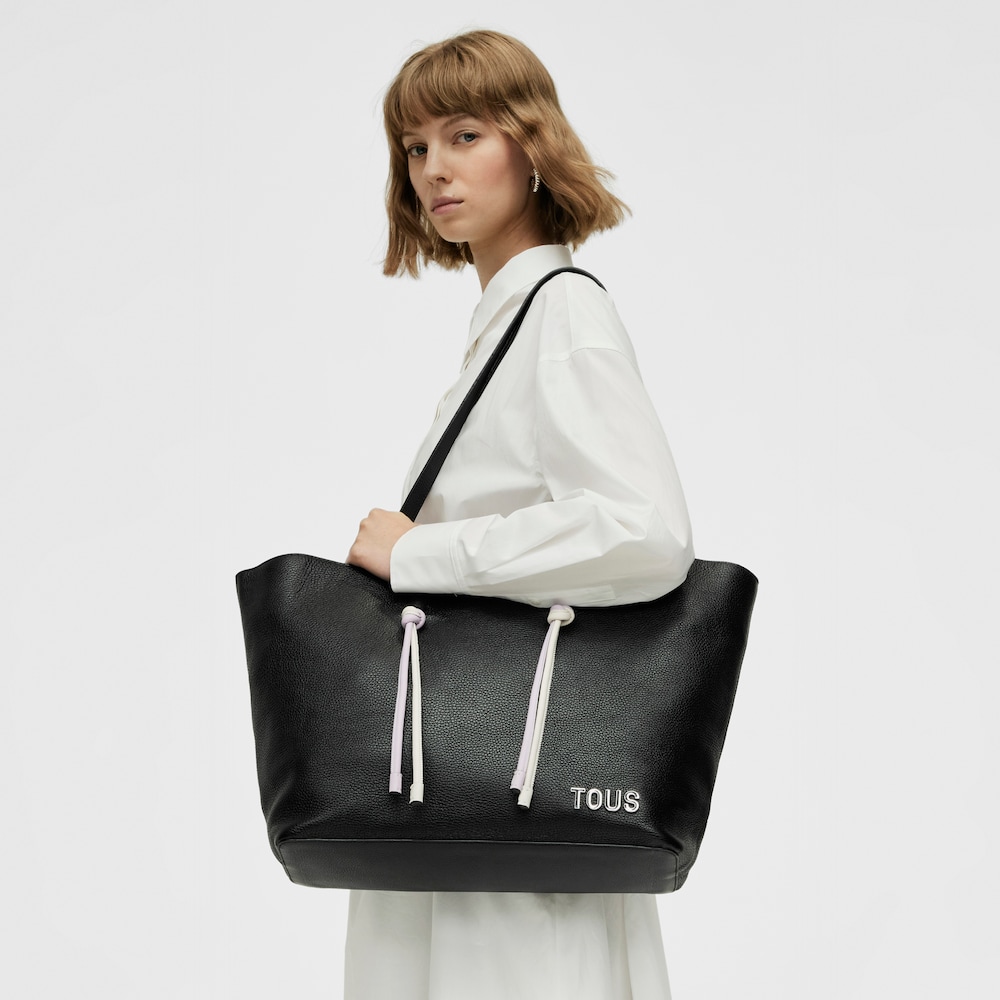 Large black leather Tote bag TOUS Lynn image number 5