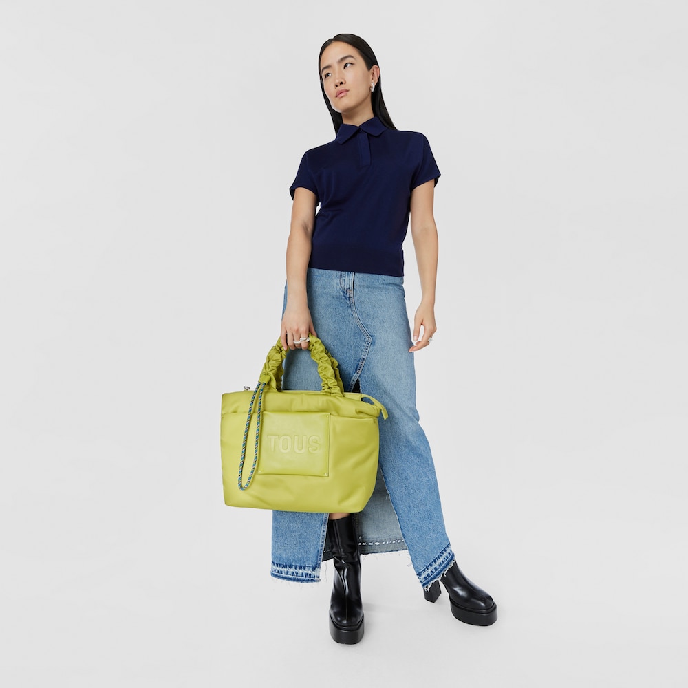 Duża torba z rączkami TOUS Marina w kolorze limonkowej  zieleni