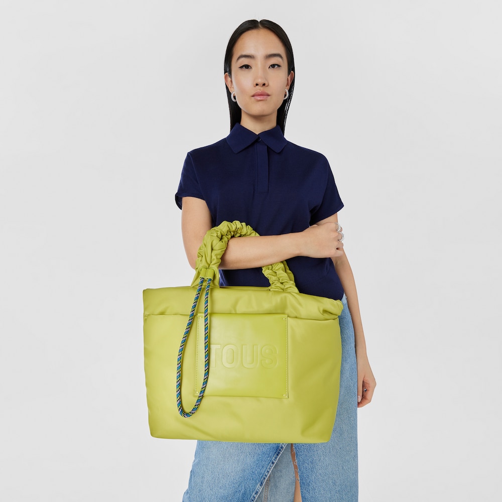 Duża torba z rączkami TOUS Marina w kolorze limonkowej  zieleni