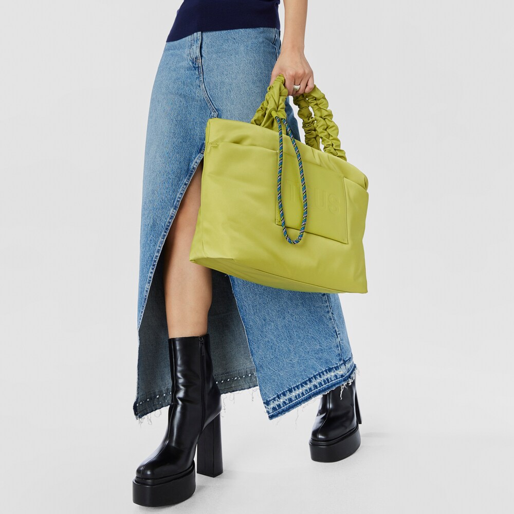 Duża torba z rączkami TOUS Marina w kolorze limonkowej  zieleni