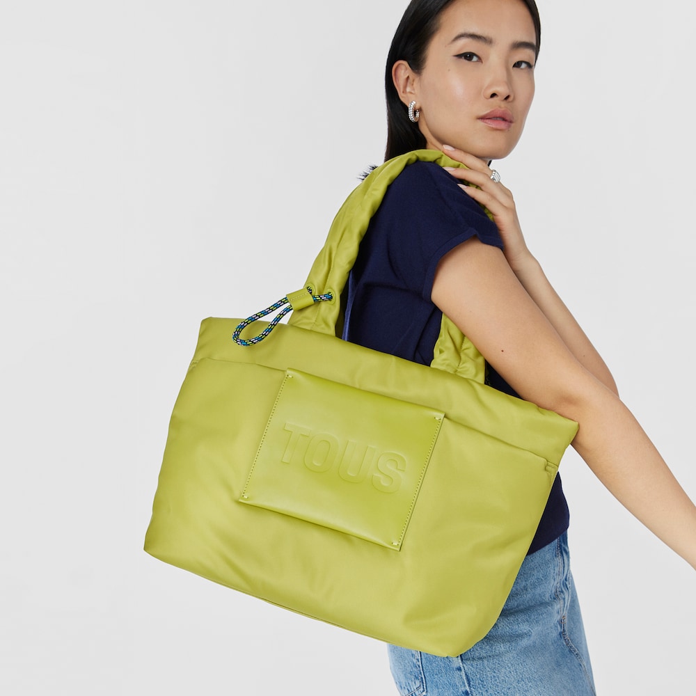 Duża torba z rączkami TOUS Marina w kolorze limonkowej  zieleni