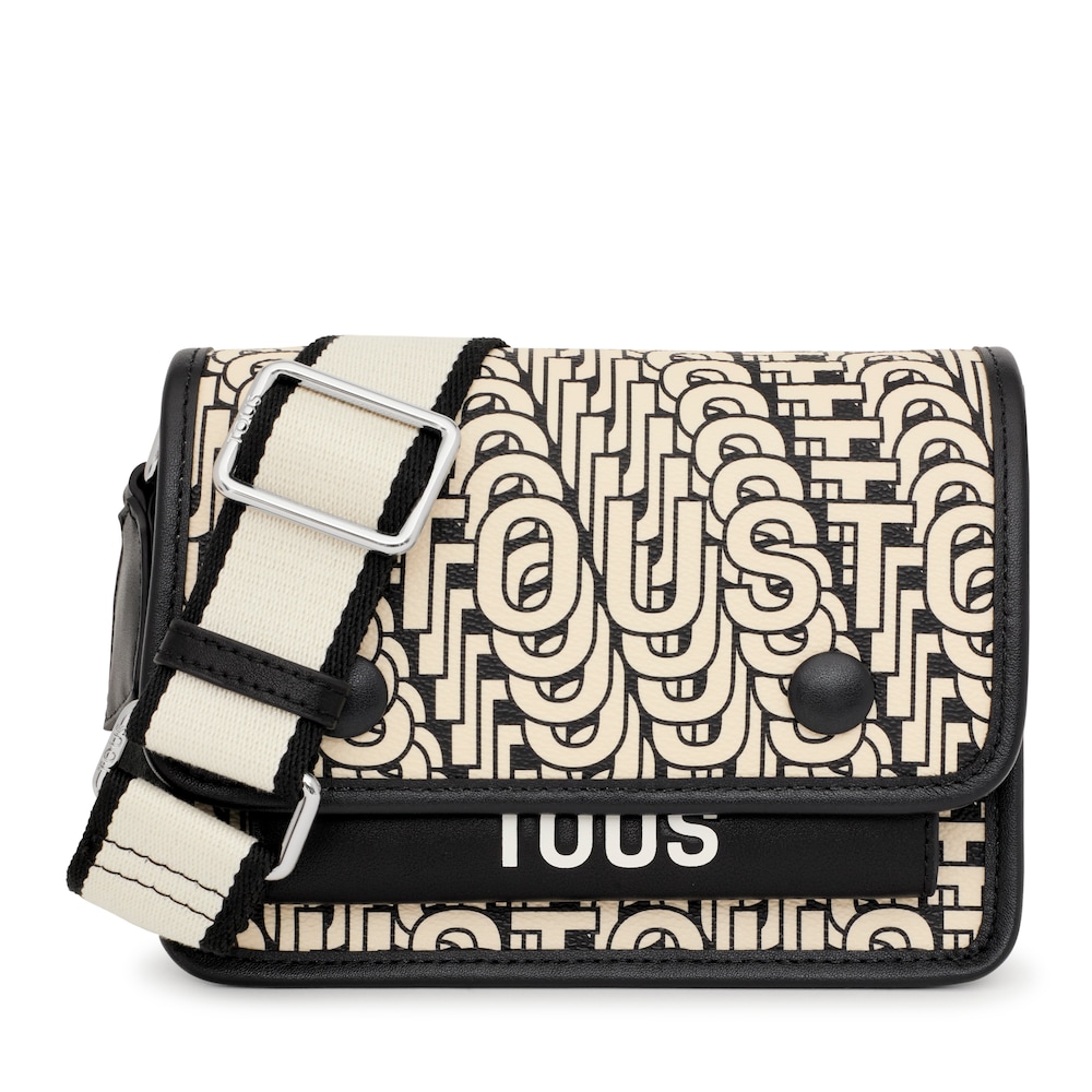 Bandolera peque&ntilde;a Audree beige y negra TOUS Vera