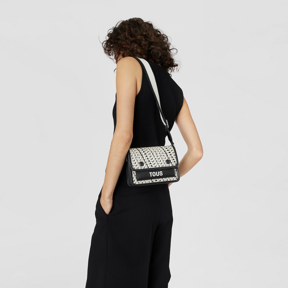 Bandolera peque&ntilde;a Audree beige y negra TOUS Vera