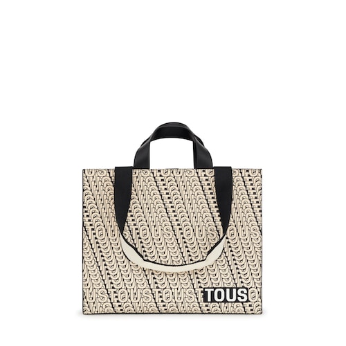 Duża beżowo-czarna torba na zakupy Amaya TOUS Vera