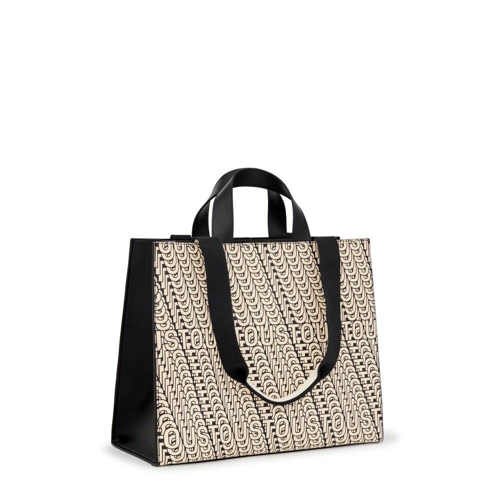 Duża beżowo-czarna torba na zakupy Amaya TOUS Vera
