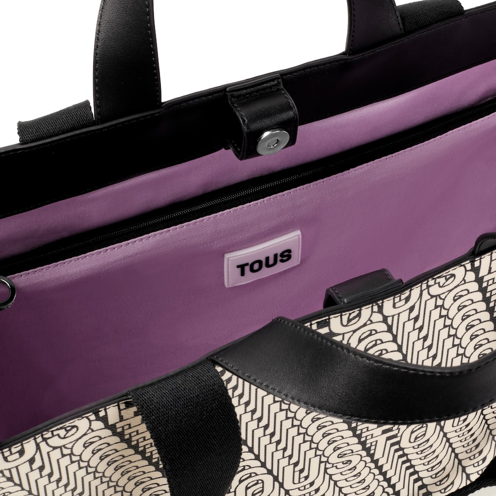 Duża beżowo-czarna torba na zakupy Amaya TOUS Vera