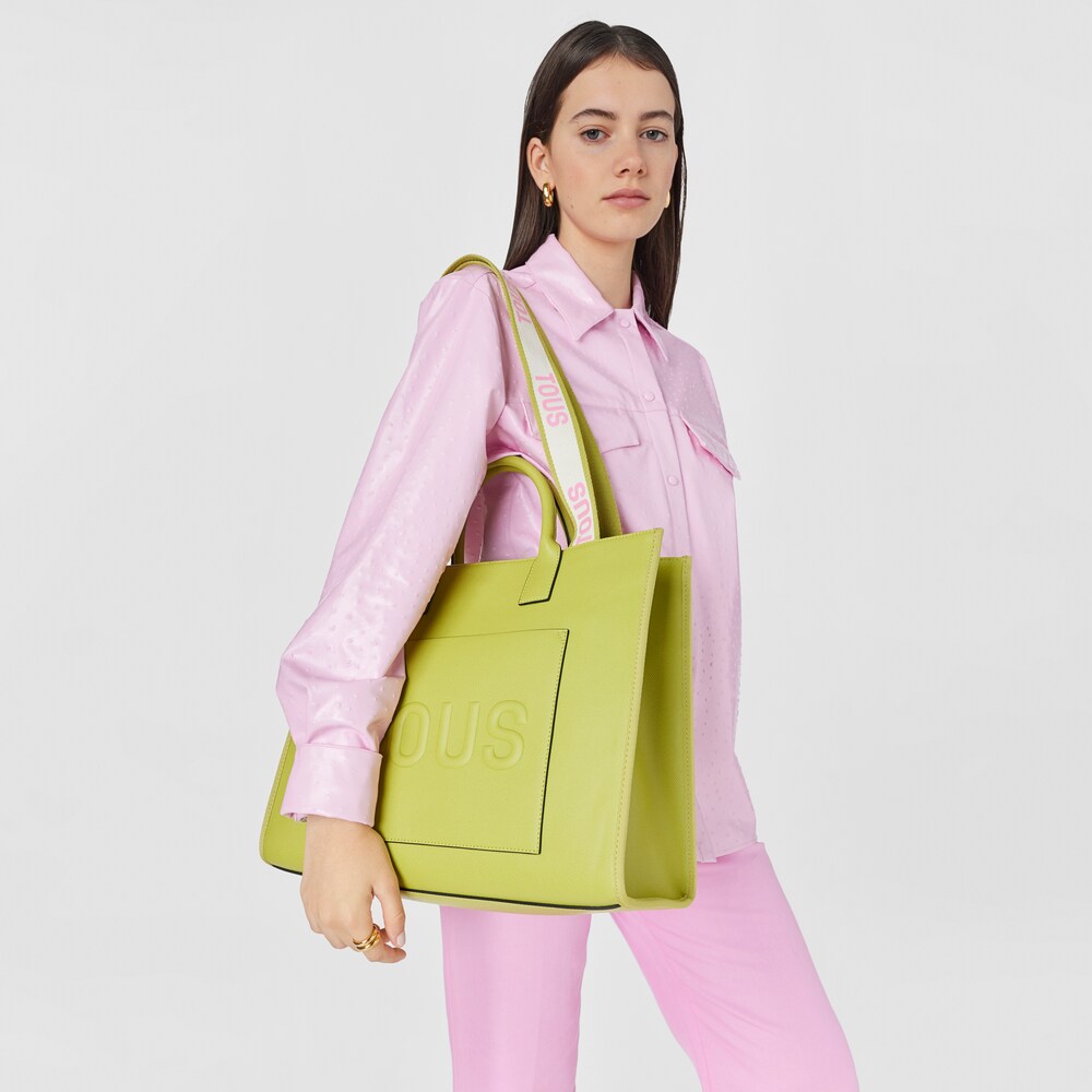 Duża torba na zakupy TOUS La Rue Amaya w kolorze limonkowej zieleni