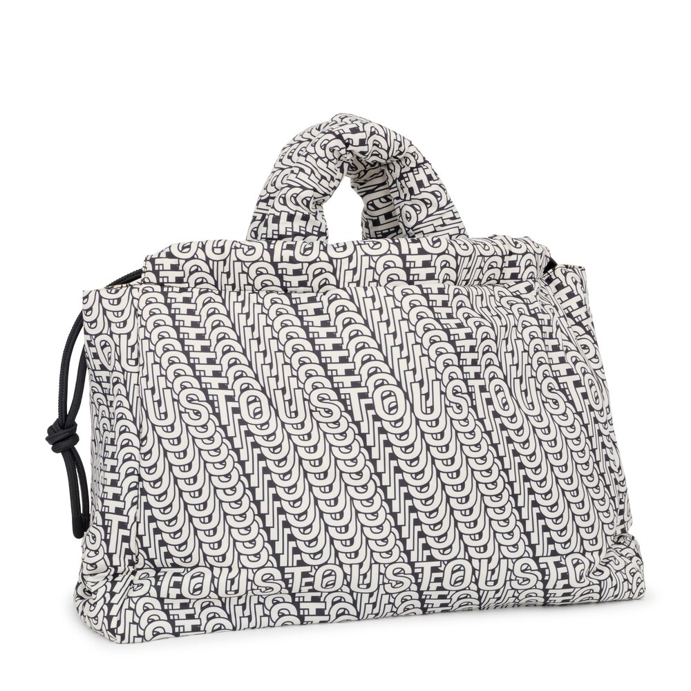Borsa monospalla grande bianca e nera TOUS Cloud Soft