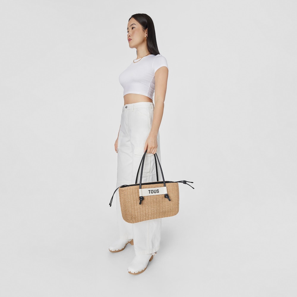 Duża czarna torba z rączkami Scoubidou