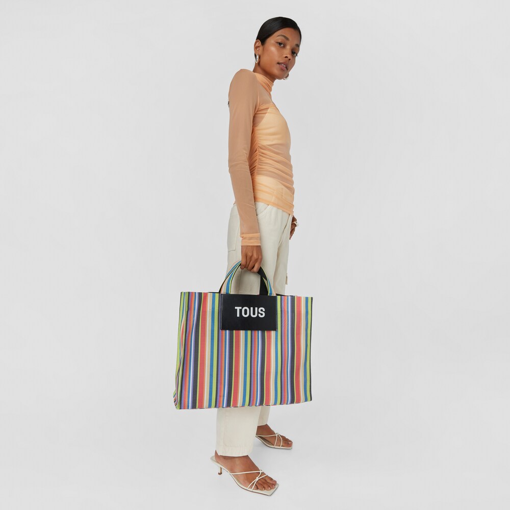 Large black TOUS Stripes Shopping bag image number 4