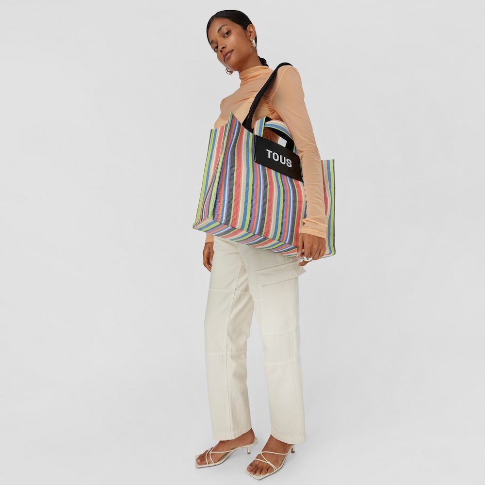 Large black TOUS Stripes Shopping bag image number 5