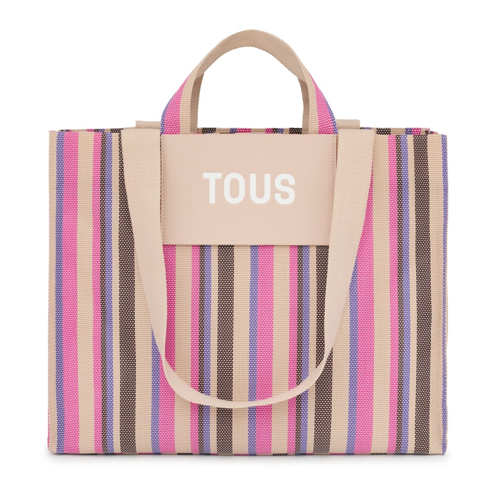 Large beige and pink TOUS Stripes Shopping bag image number 0