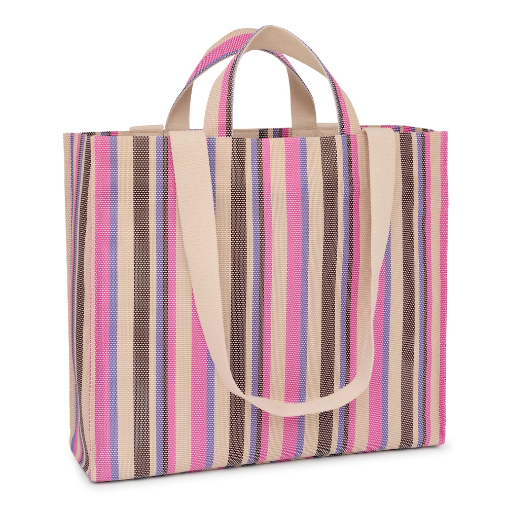 Large beige and pink TOUS Stripes Shopping bag image number 1