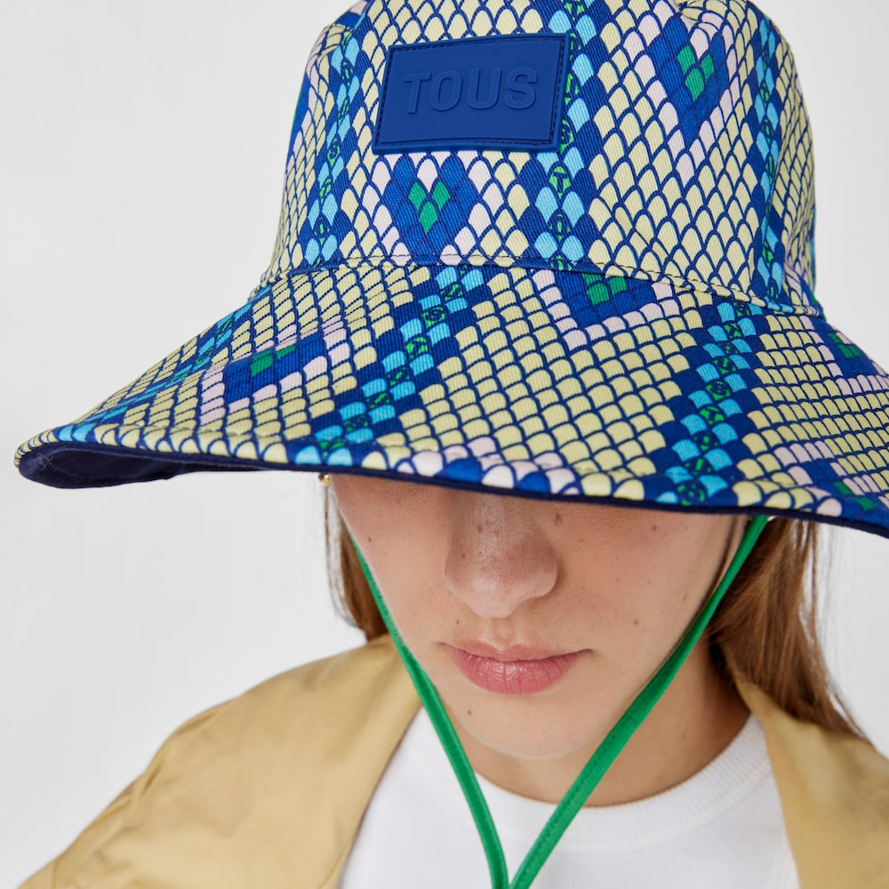 Chap&eacute;u bucket revers&iacute;vel amarelo e azul TOUS Lamba