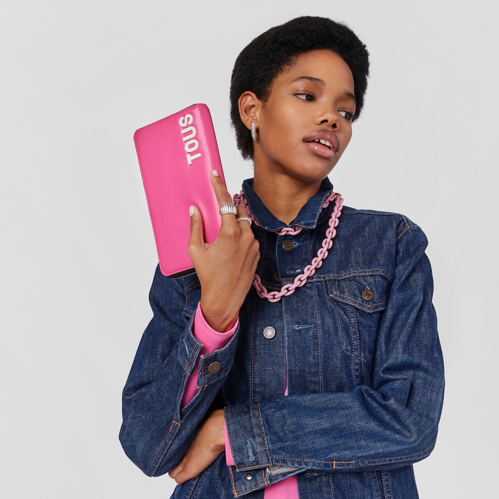 Fuchsia-colored Hanging wallet with cellphone case TOUS Carol