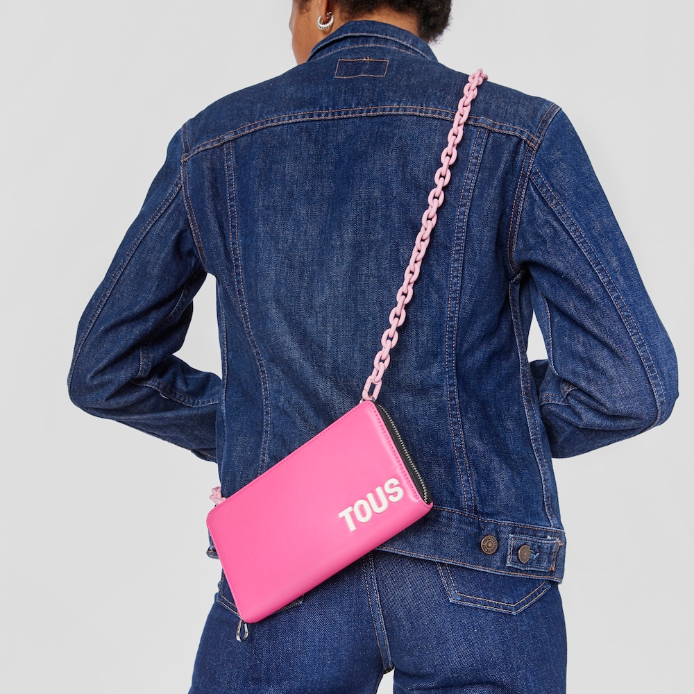 Fuchsia-colored Hanging wallet with cellphone case TOUS Carol