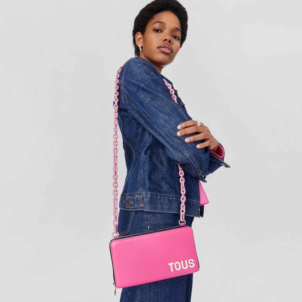 Fuchsia-colored Hanging wallet with cellphone case TOUS Carol