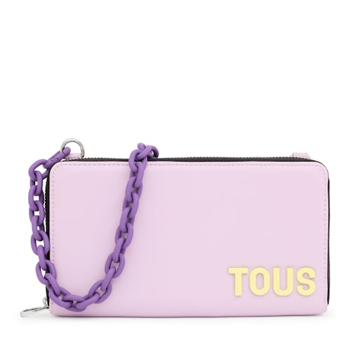 Mauve Hanging wallet with cellphone case TOUS Carol image number 0