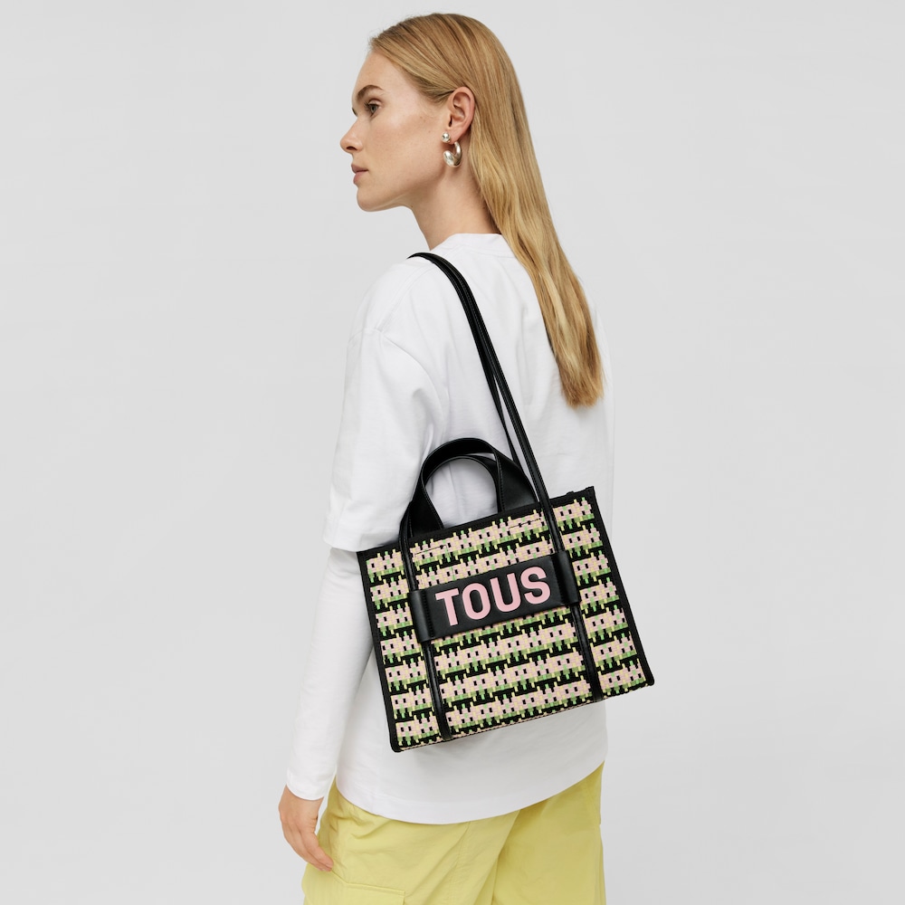 Shopping mediano negro TOUS Amaya Braided