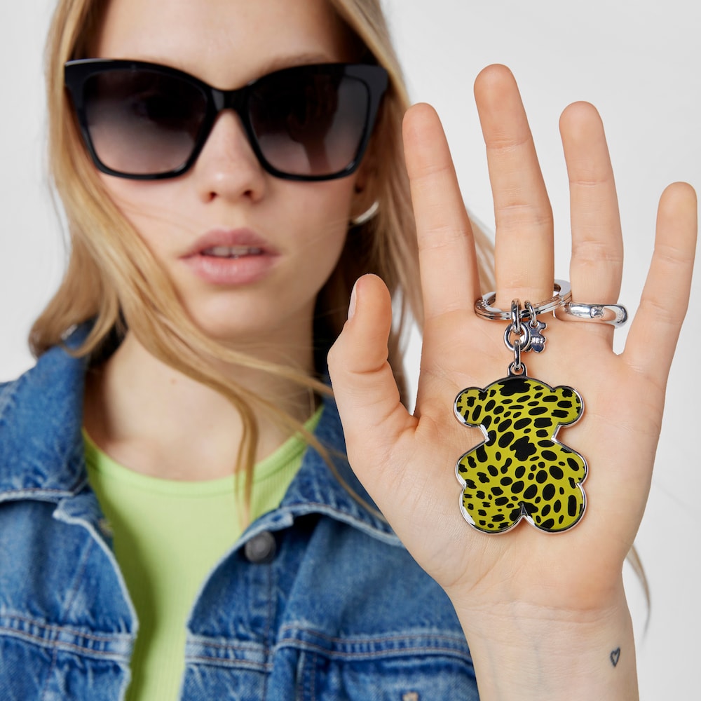 Lime green bear Key ring TOUS Adnams