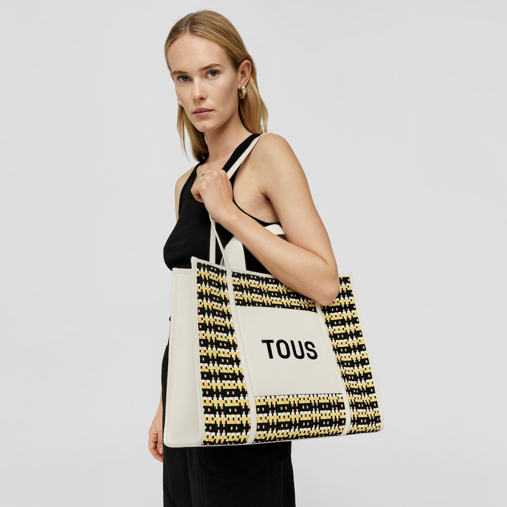 Duża beżowa pleciona torba na zakupy TOUS Amaya