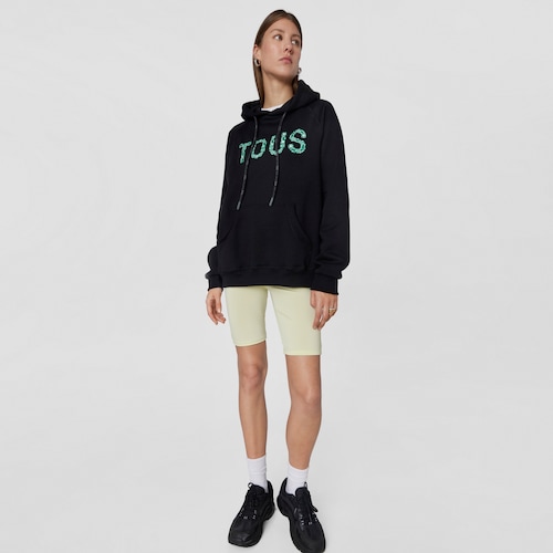 Black and turquoise hooded sweatshirt Logo Gemstones