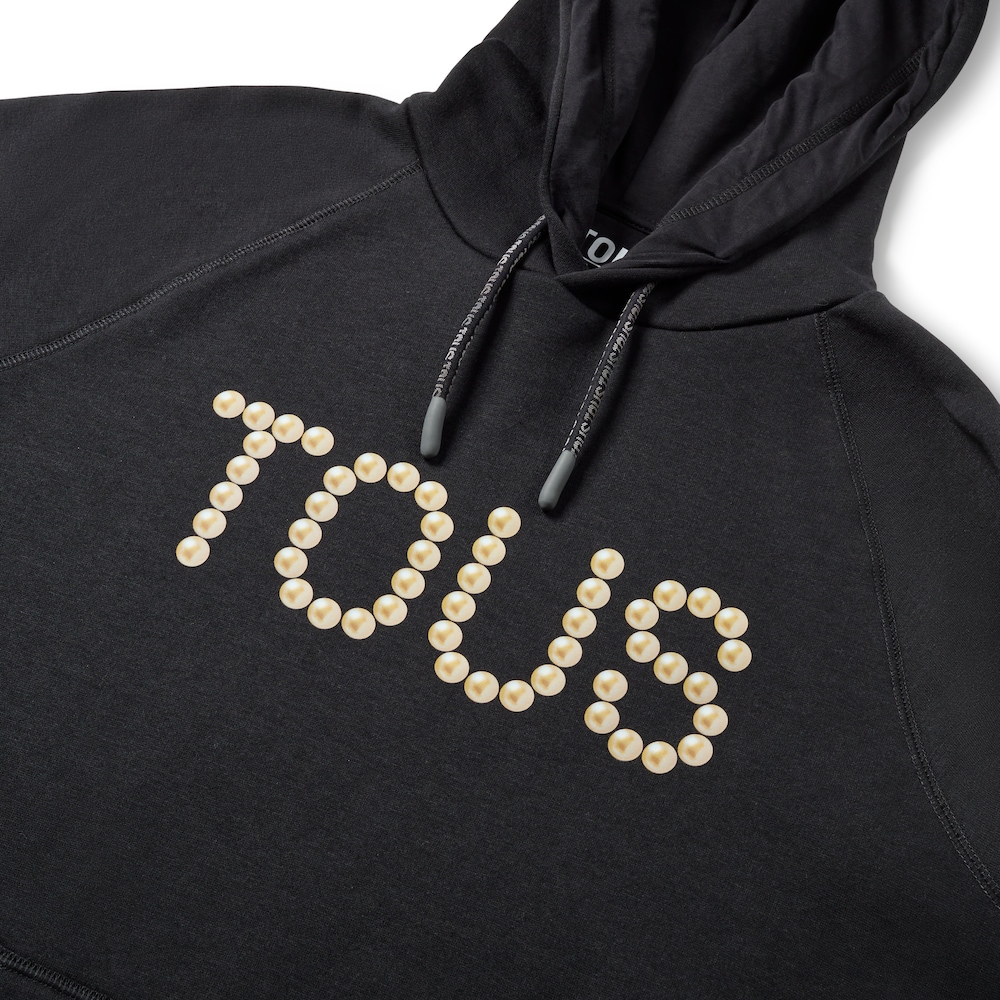 Czarna bluza z kapturem Logo Pearls