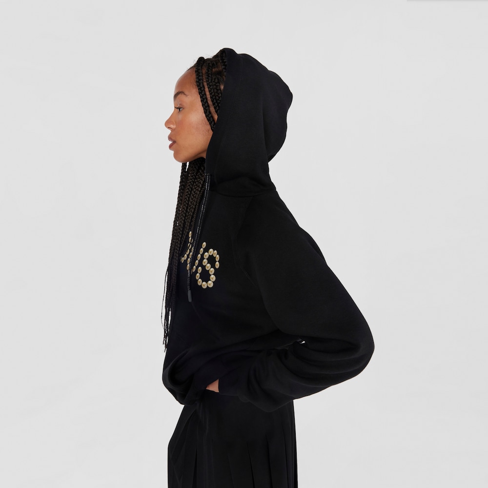 Czarna bluza z kapturem Logo Pearls