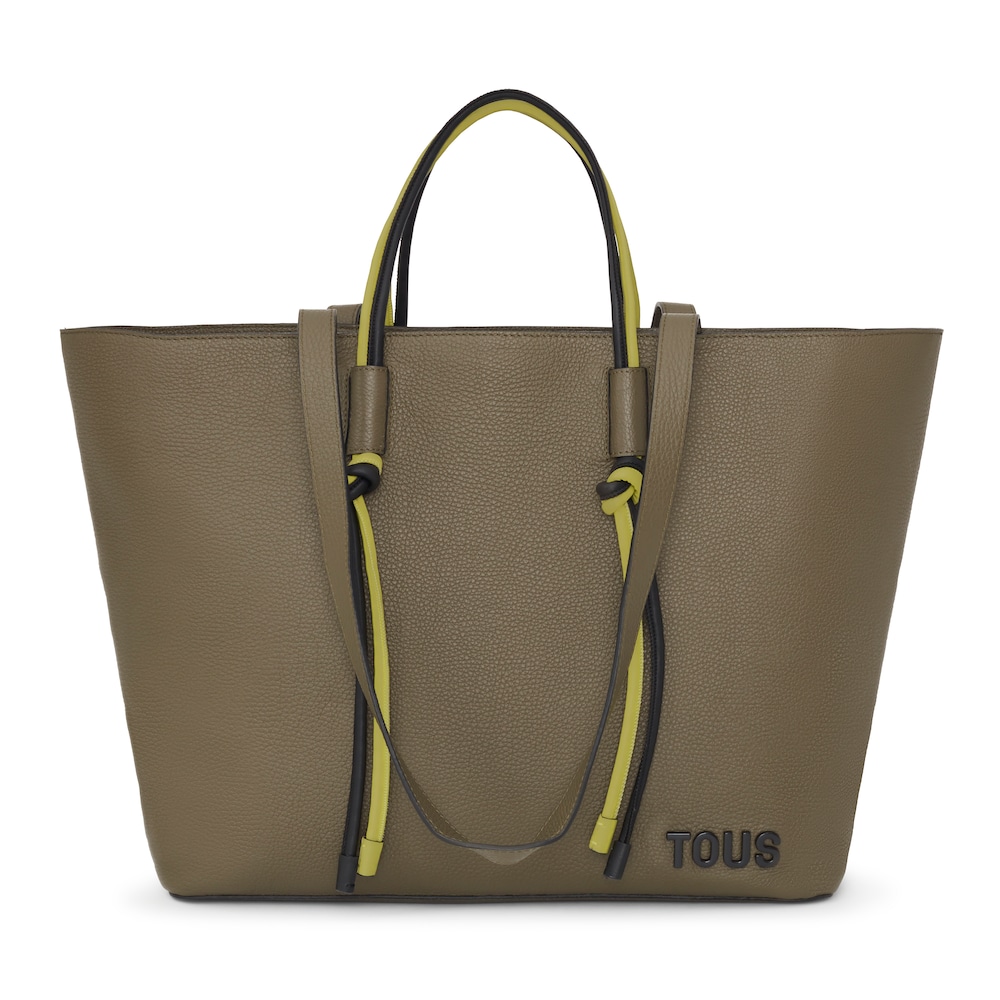 Large khaki leather Tote bag TOUS Lynn
