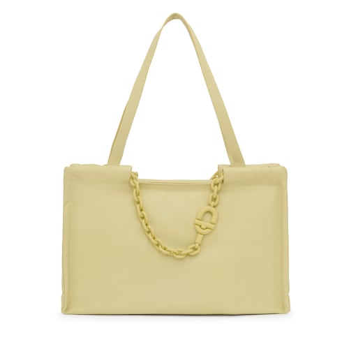 Large pale green leather Shopping bag TOUS MANIFESTO