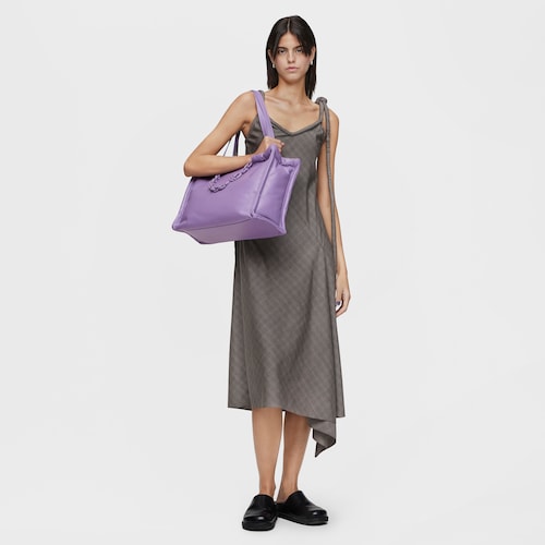 Large lilac-colored leather Shopping bag TOUS MANIFESTO