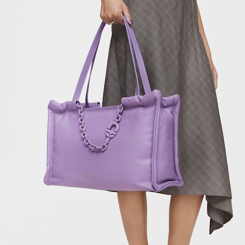 Large lilac-colored leather Shopping bag TOUS MANIFESTO