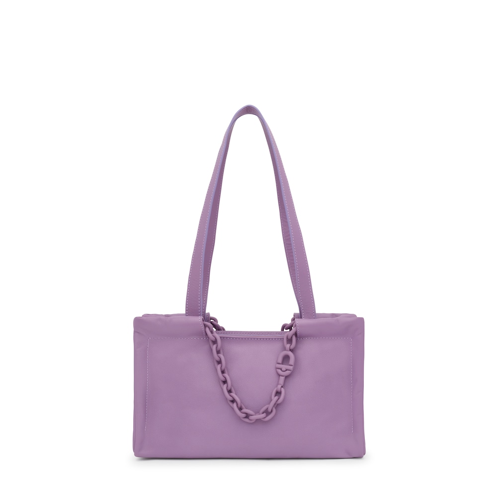 Shopper mediano de piel lila TOUS MANIFESTO image number 0