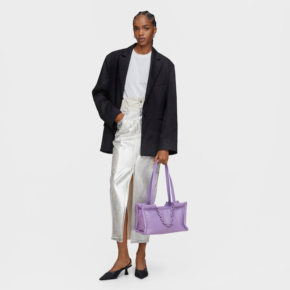 Shopper mediano de piel lila TOUS MANIFESTO image number 3