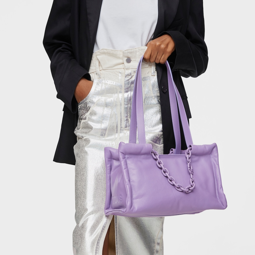 Shopper mediano de piel lila TOUS MANIFESTO image number 4