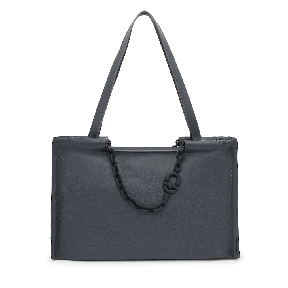 Shopper grande de piel gris oscuro TOUS MANIFESTO