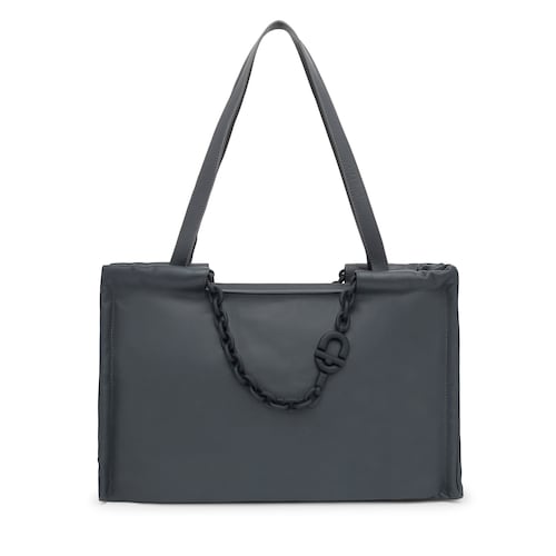 Shopper grande de piel gris oscuro TOUS MANIFESTO