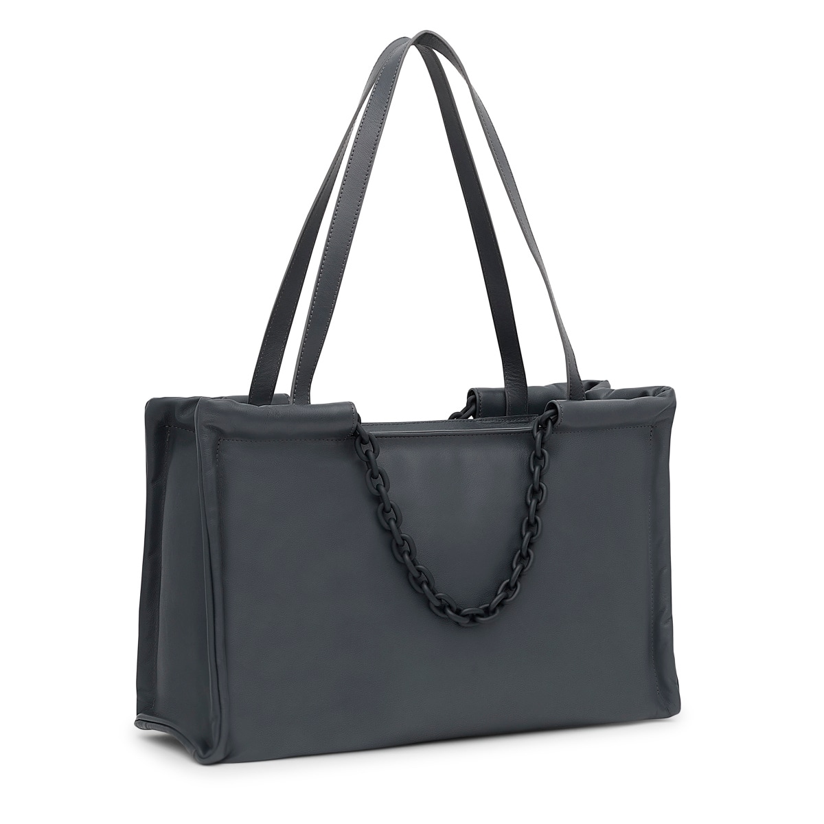 Large dark gray leather Shopping bag TOUS MANIFESTO