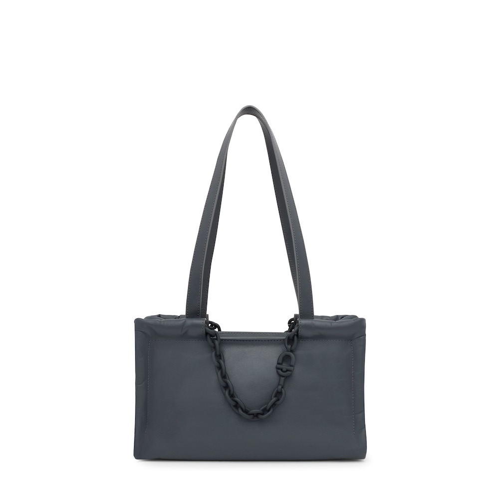 Shopper mediano de piel gris oscuro TOUS MANIFESTO image number 0