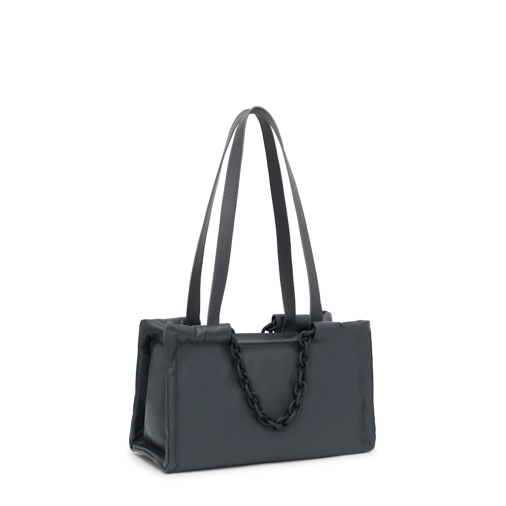 Shopper mediano de piel gris oscuro TOUS MANIFESTO image number 1