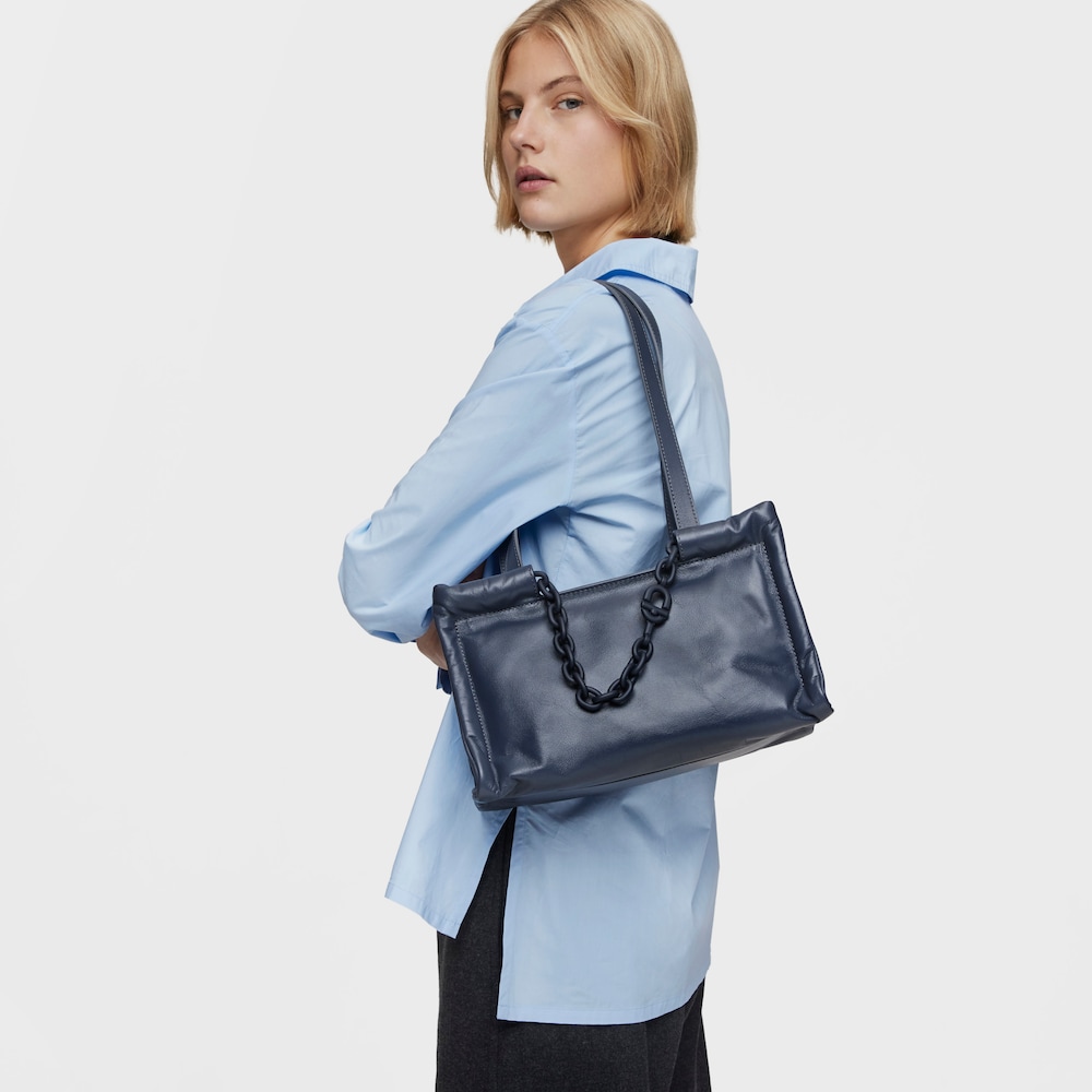 Średnia ciemnoszara sk&oacute;rzana torba na zakupy TOUS MANIFESTO