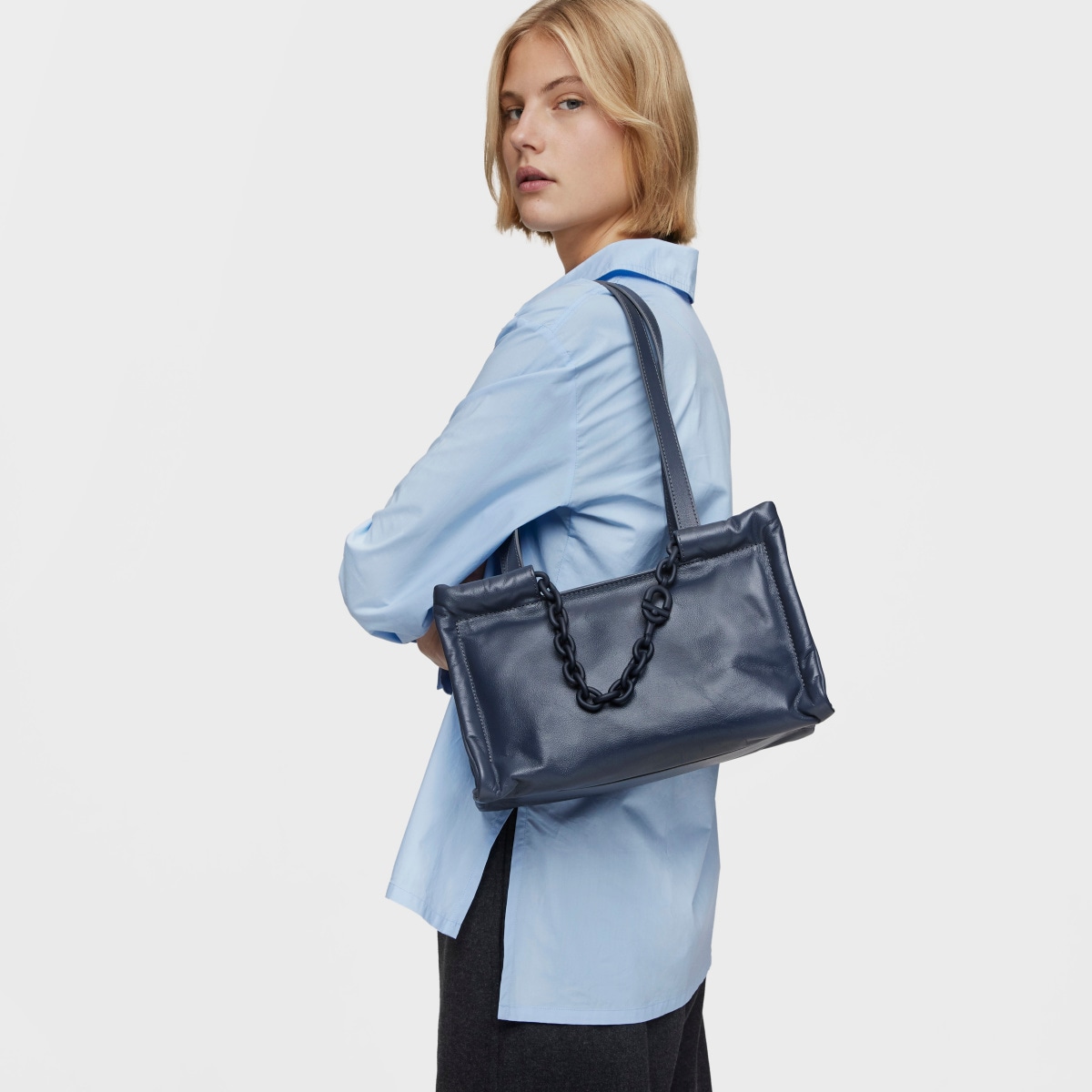 Medium dark gray leather Shopping bag TOUS MANIFESTO