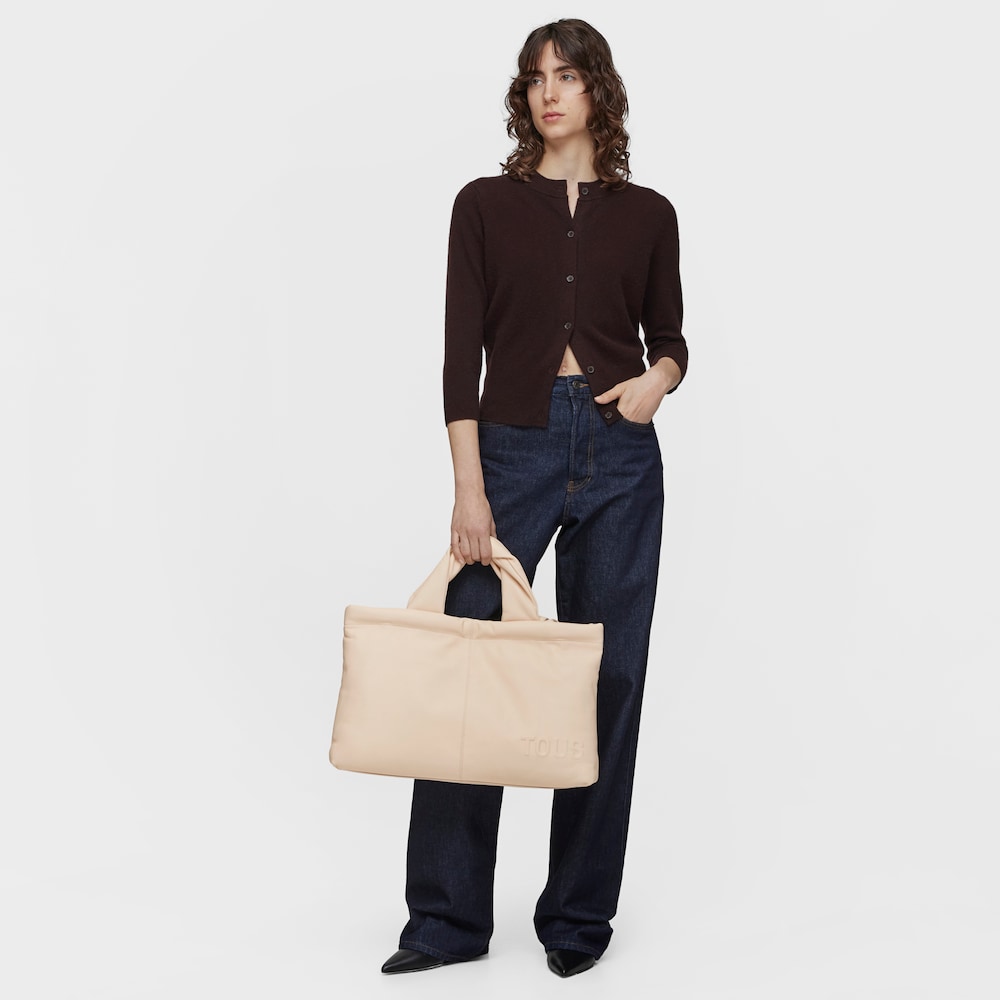 Beige leather Shopping bag TOUS Dolsa image number 3