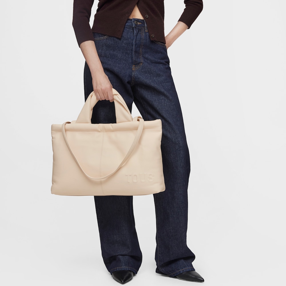 Beige leather Shopping bag TOUS Dolsa image number 6
