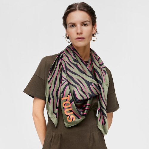 Khaki TOUS Zebra Foulard